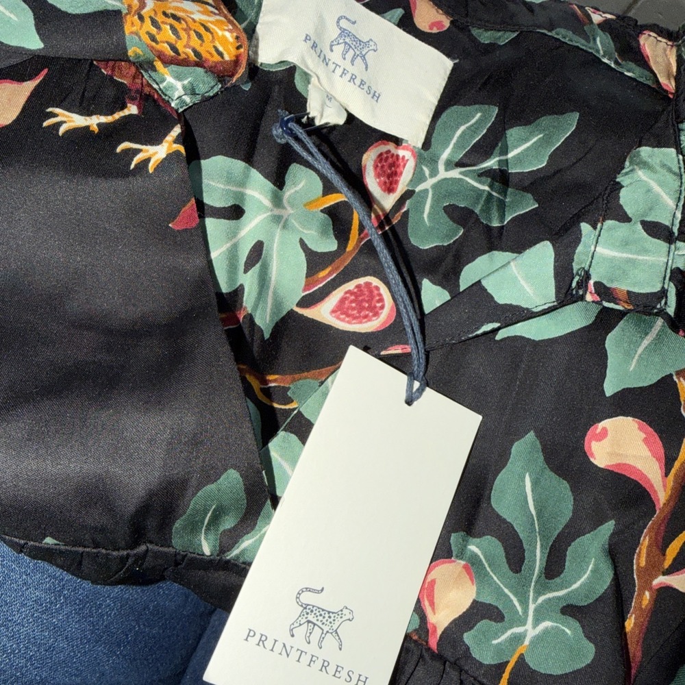 Printfresh NWT Magnolia Dress Pheasant & Fig  Medium Knee Length Black Holidays - Picture 4 of 5